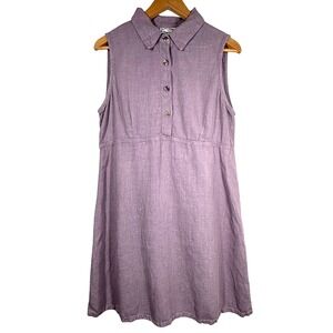 Dressing‎ Clio Linen Sleeveless Dress Women's Medium Purple Casual Made in USA